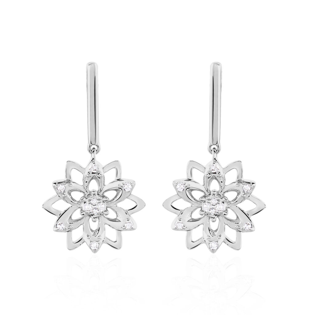 Boucles D'oreilles Pendantes Italane Or Blanc Diamant - Boucles d'oreilles pendantes Femme | Histoire d’Or