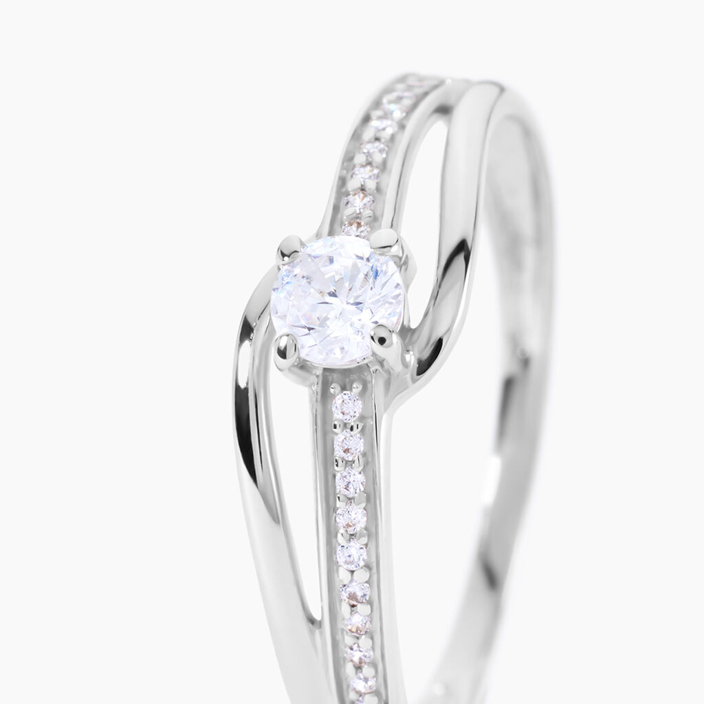Bague Armelle Or Blanc Oxyde De Zirconium - Bagues solitaires Femme | Histoire d’Or