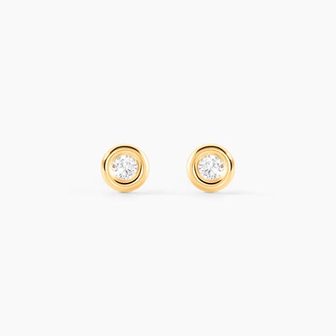 Boucles D'oreilles Puces Eden Serti Pneu Or Jaune Oxyde De Zirconium - Clous d'oreilles Femme | Histoire d’Or