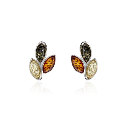 Boucles D'oreilles Puces Argent Blanc Claudetteae Ambres - Boucles d'oreilles fantaisie Femme | Histoire d’Or