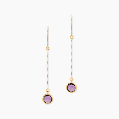 Boucles D'oreilles Pendantes Arenale Or Jaune Amethyste - Boucles d'oreilles pendantes Femme | Histoire d&rsquo;Or