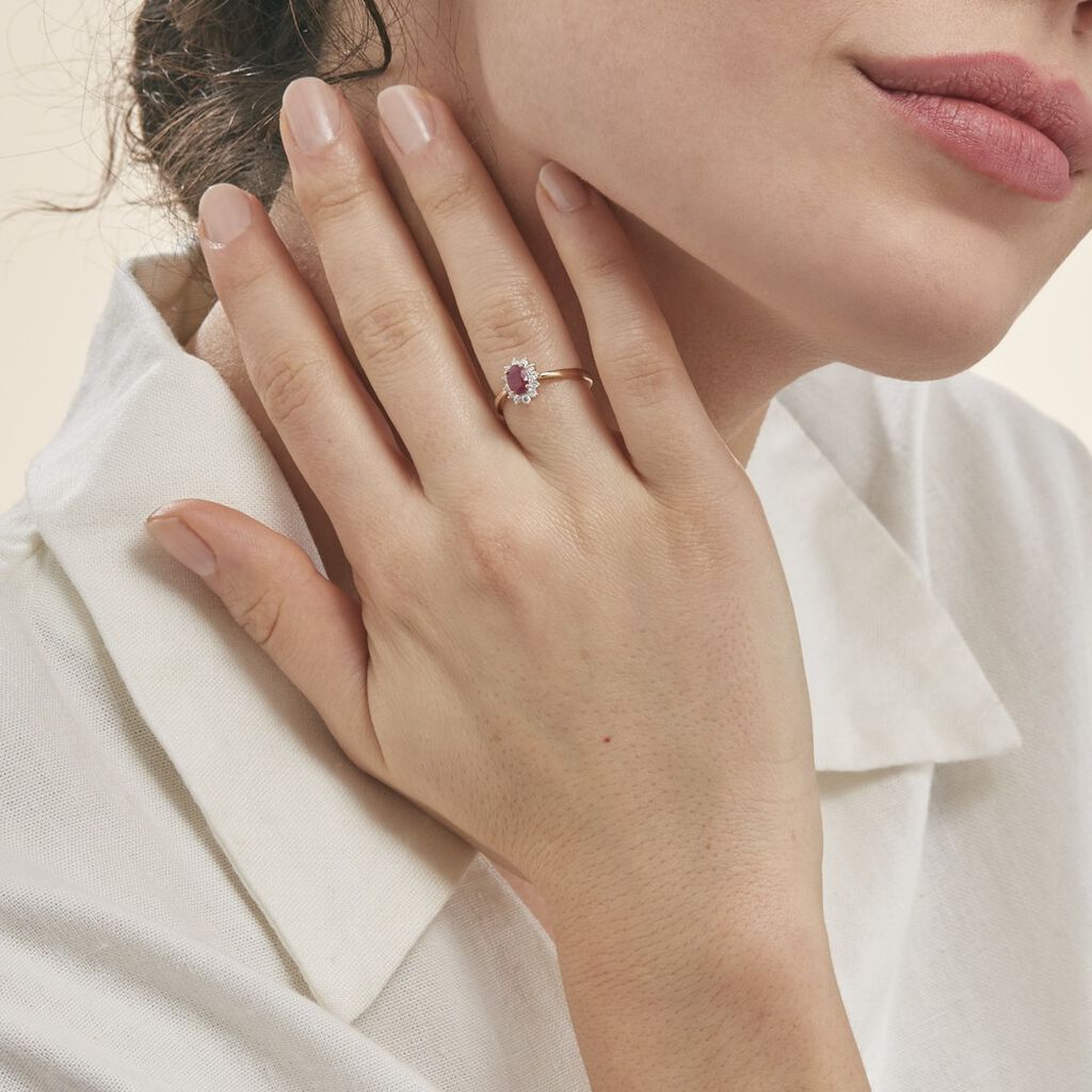 Bague Or Jaune Rubis Diamants - Bagues solitaires Femme | Histoire d’Or