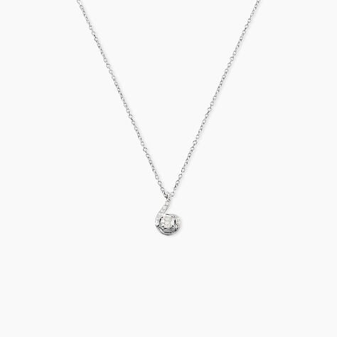 Collier Vrille Accompagnee Or Blanc Diamant - Colliers Femme | Histoire d&rsquo;Or