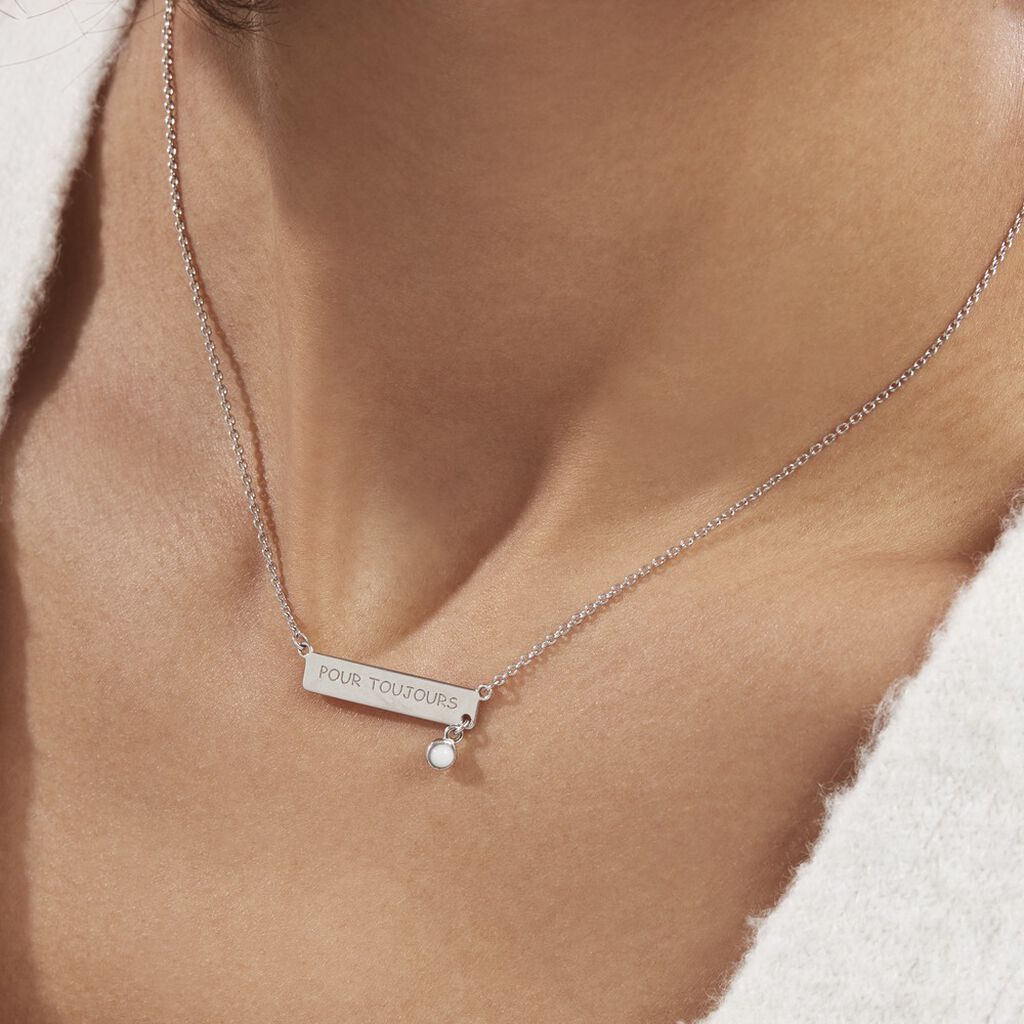 Collier Argent Blanc Sameera Agate - Colliers fantaisie Femme | Histoire d’Or