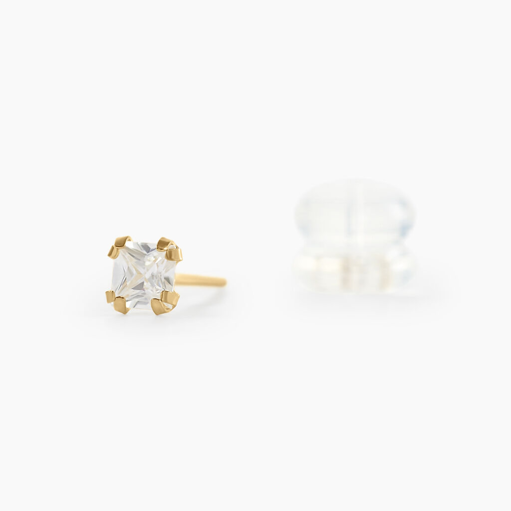 Boucles D'oreilles Puces Doreen Carre Or Jaune Oxyde De Zirconium - Clous d'oreilles Femme | Histoire d’Or