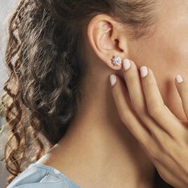 Boucles D'oreilles Puces Lisea Plaqué Or Oxydes De Zirconium - Boucles d'oreilles fantaisie Femme | Histoire d’Or