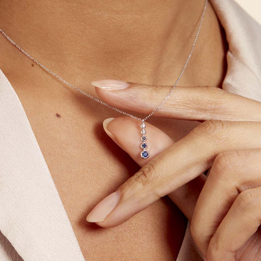 Collier Josephine Or Blanc Saphir Et Diamant - Colliers Femme | Histoire d’Or