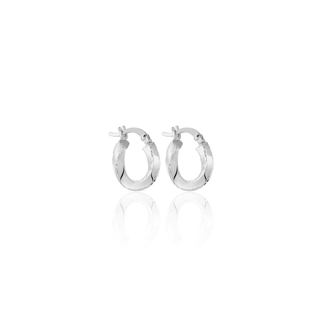 Créoles Argent Blanc Ava - Boucles d'oreilles créoles Femme | Histoire d’Or