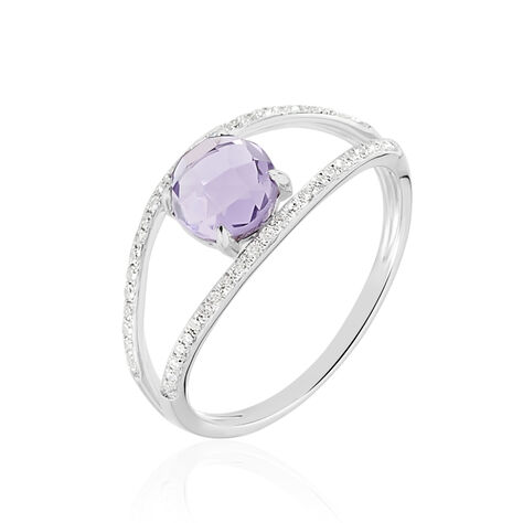 Bague Or Blanc Amethyste Et Diamant - Bagues solitaires Femme | Histoire d’Or
