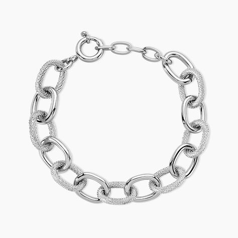 Bracelet Aelia Maille Alternee Acier Blanc - Bracelets Femme | Histoire d&rsquo;Or