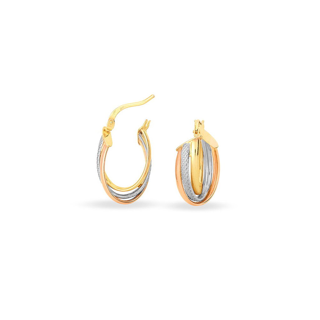 Créoles Hermande Or Tricolore - Boucles d'oreilles créoles Femme | Histoire d’Or