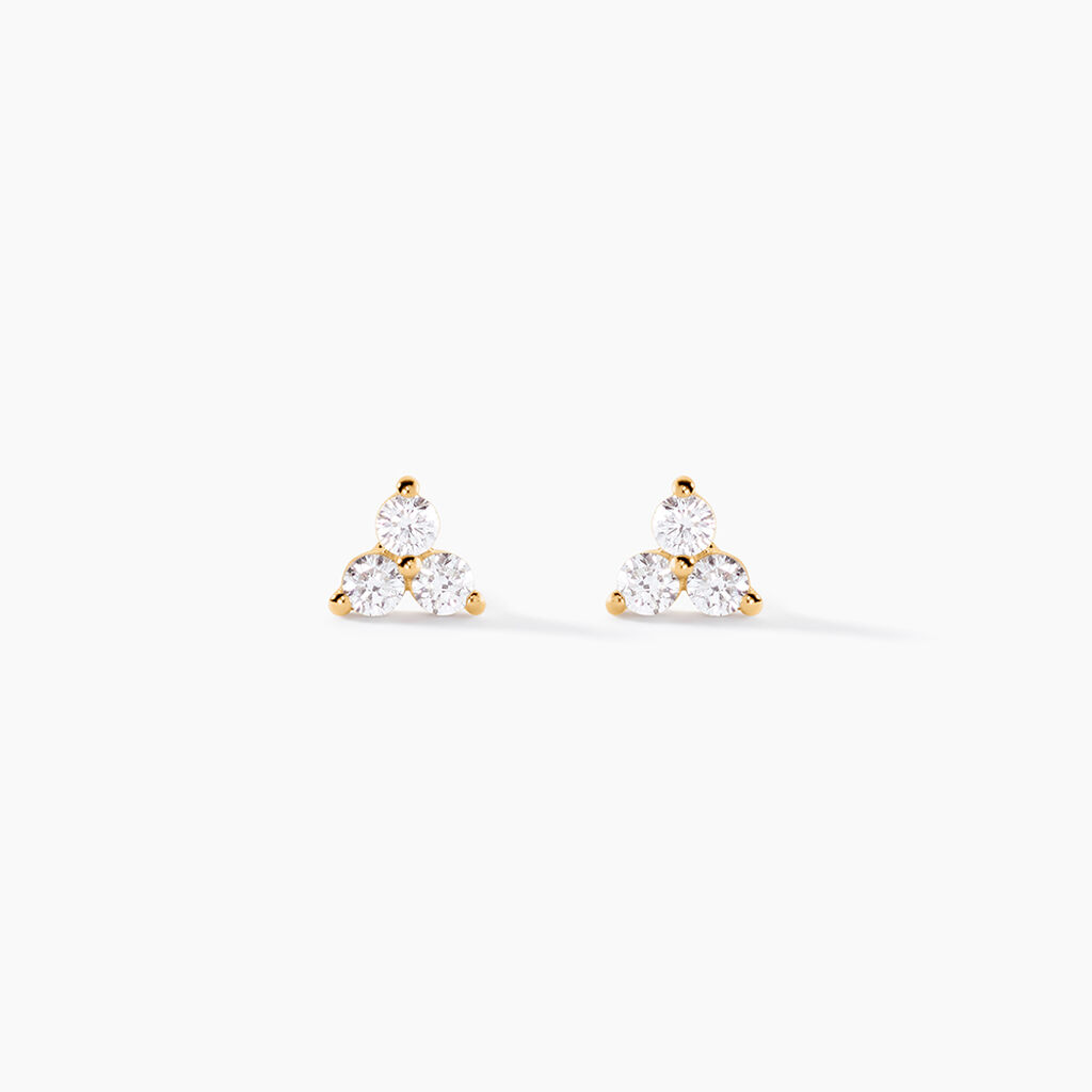 Boucles D'Oreilles Puces Usoa Or Jaune Diamant Synth&eacute;tique - Clous d'oreilles Femme | Histoire d&rsquo;Or