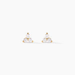 Boucles D'Oreilles Puces Usoa Or Jaune Diamant Synth&eacute;tique - Clous d'oreilles Femme | Histoire d&rsquo;Or