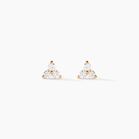 Boucles D'Oreilles Puces Usoa Or Jaune Diamant Synth&eacute;tique - Clous d'oreilles Femme | Histoire d&rsquo;Or