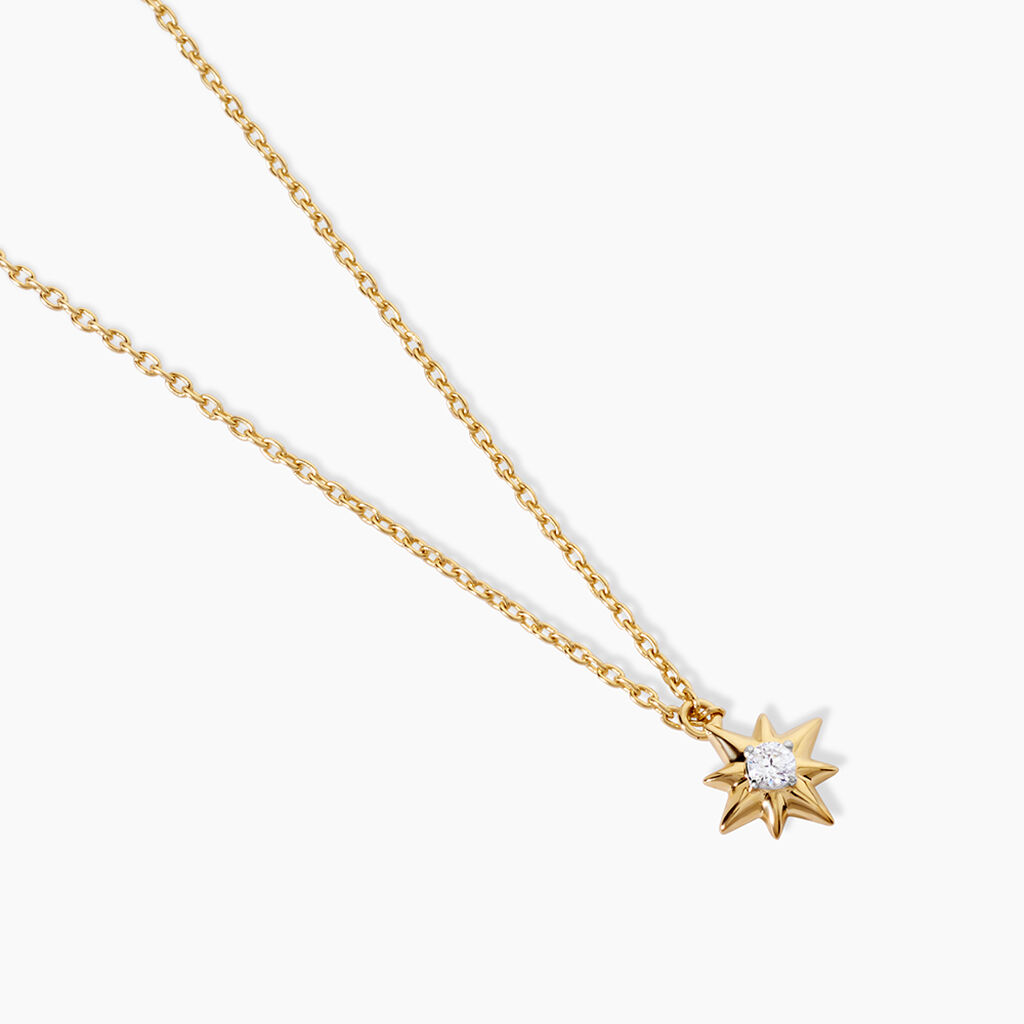 Collier Astralia Argent Dor&eacute; A L'Or 750/1000 Oxyde De Zirconium - Colliers Femme | Histoire d&rsquo;Or