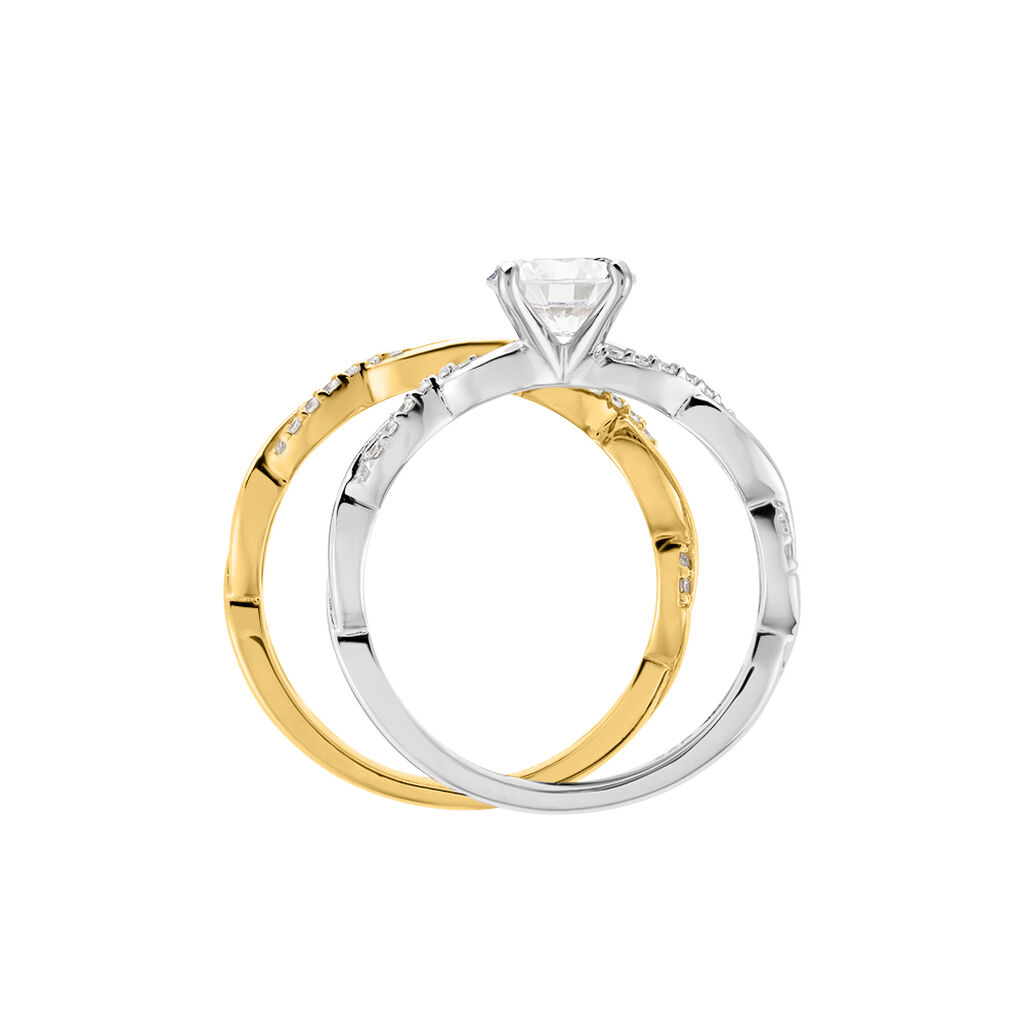 Bague Manille Argent Bicolore Oxyde De Zirconium - Bagues solitaires Femme | Histoire d’Or