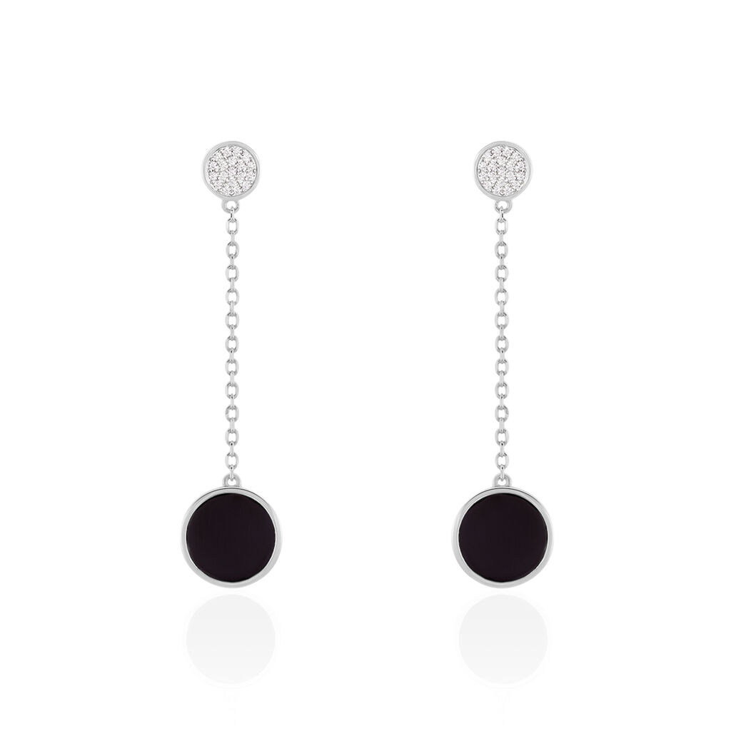 Boucles D'oreilles Pendantes Adonya Argent C&eacute;ramique Et Oxyde - Boucles d'oreilles fantaisie Femme | Histoire d&rsquo;Or