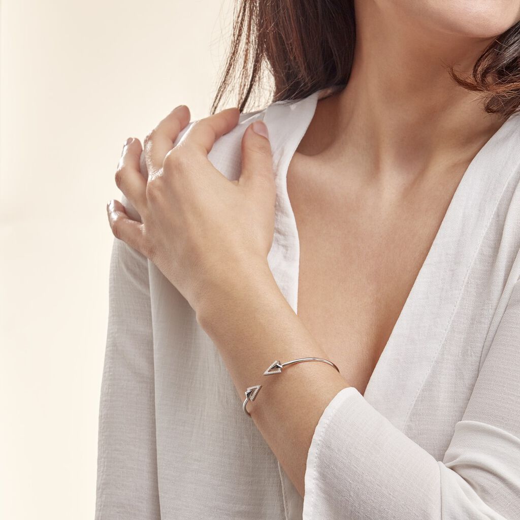 Bracelet Jonc Deva Argent Blanc Oxyde De Zirconium - Bracelets joncs Femme | Histoire d’Or