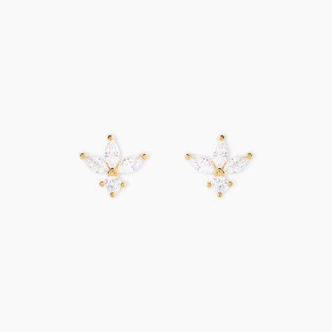 Boucles D'Oreilles Puces Daithi Or Jaune Oxyde De Zirconium - Clous d'oreilles Femme | Histoire d&rsquo;Or
