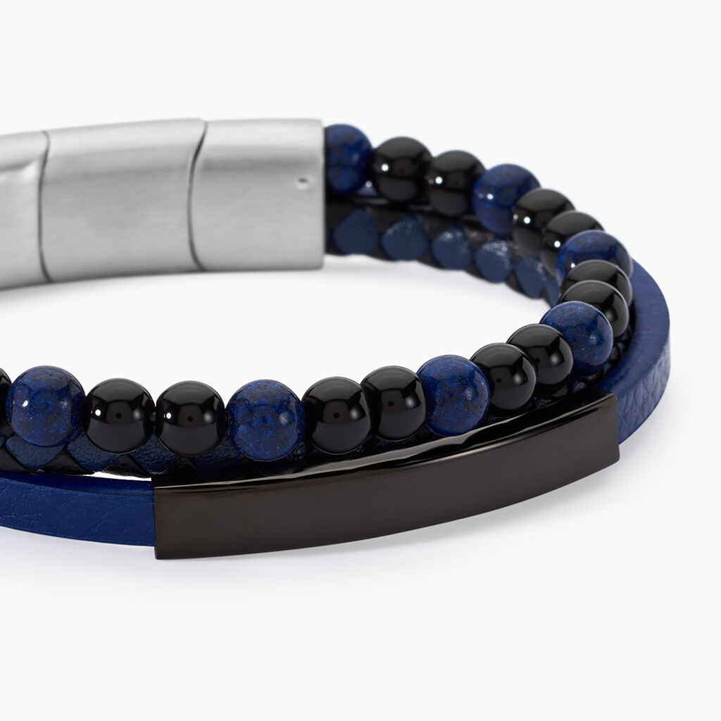 Bracelet Jourdan Hercule Cuir Multicolore Onyx Lapis Lazuli - Nouveautés bijoux Homme | Histoire d’Or
