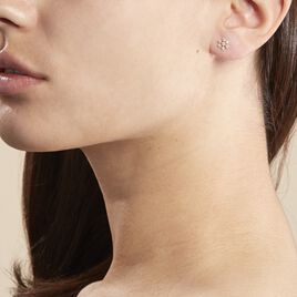 Boucles D'oreilles Puces Eileen Flocon Or Jaune Oxyde De Zirconium - Clous d'oreilles Femme | Histoire d’Or