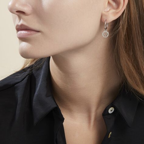Créoles Isabel Argent Blanc - Boucles d'Oreilles Arbre de vie Femme | Histoire d’Or