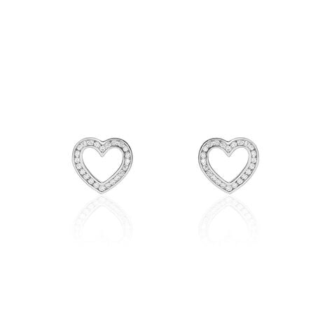 Boucles D'oreilles Puces Quintin Argent Blanc Oxyde De Zirconium - Boucles d'oreilles fantaisie Femme | Histoire d’Or