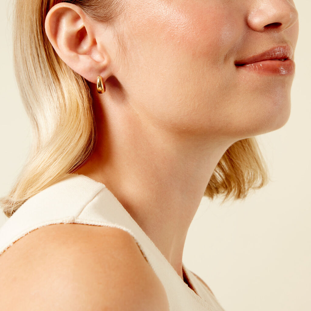 Créoles Amae Plaque Or Jaune - Boucles d'oreilles créoles Femme | Histoire d’Or