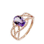 Bague Tina Or Rose Amethyste Et Diamant - Bagues solitaires Femme | Histoire d&rsquo;Or