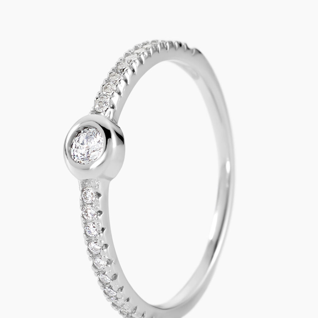Bague Maryne Argent Blanc Oxyde De Zirconium - Bagues solitaires Femme | Histoire d&rsquo;Or