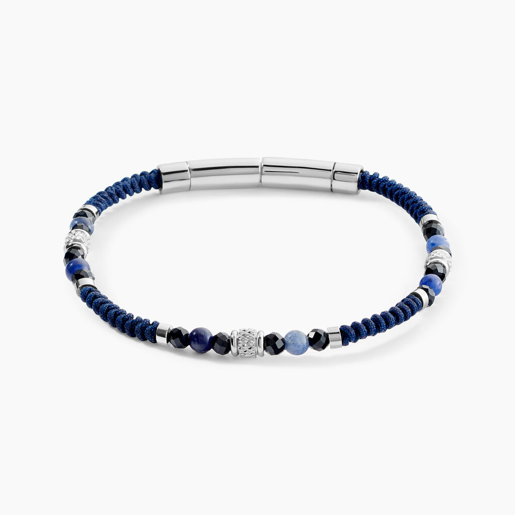 Bracelet Jourdan Arttu Acier Argenté Sodalite Agate - Bracelets chaîne Homme | Histoire d’Or