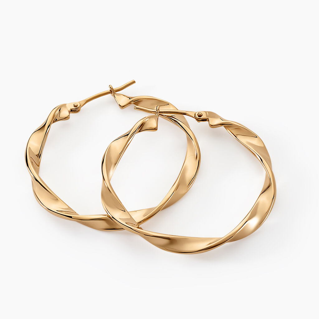 Créoles Lenna Torsadée Plaqué Or Jaune - Boucles d'oreilles créoles Femme | Histoire d’Or