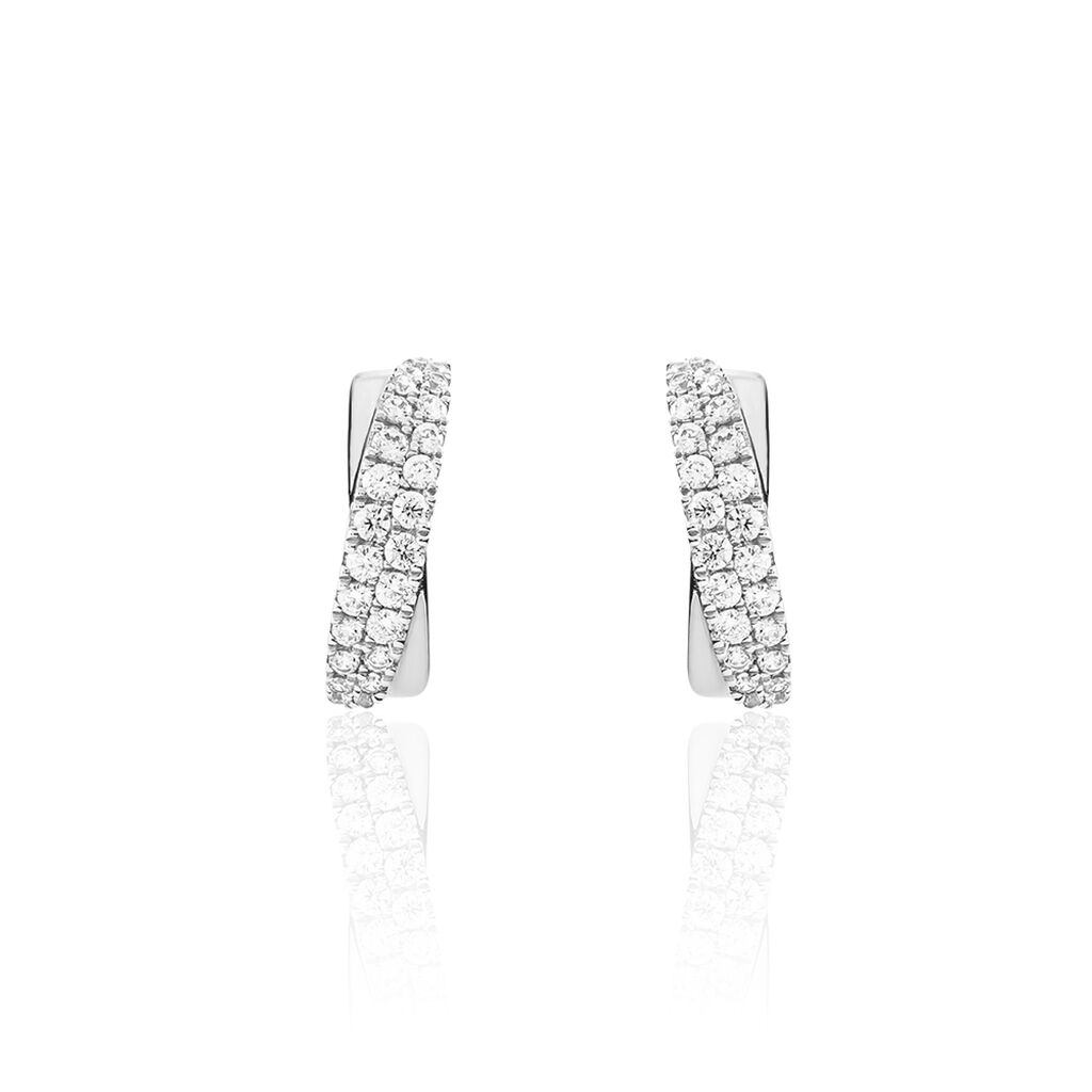 Boucles D'oreilles Puces Aglae Or Blanc Oxyde De Zirconium - Clous d'oreilles Femme | Histoire d’Or