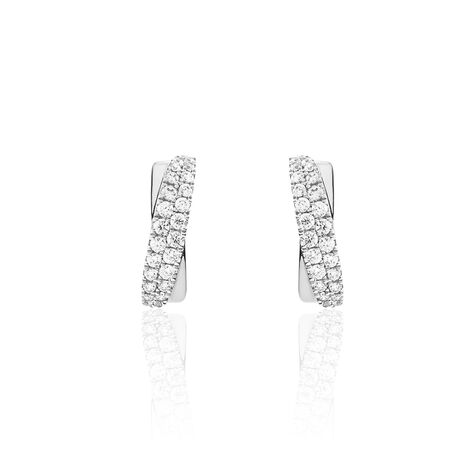 Boucles D'oreilles Puces Aglae Or Blanc Oxyde De Zirconium - Clous d'oreilles Femme | Histoire d’Or