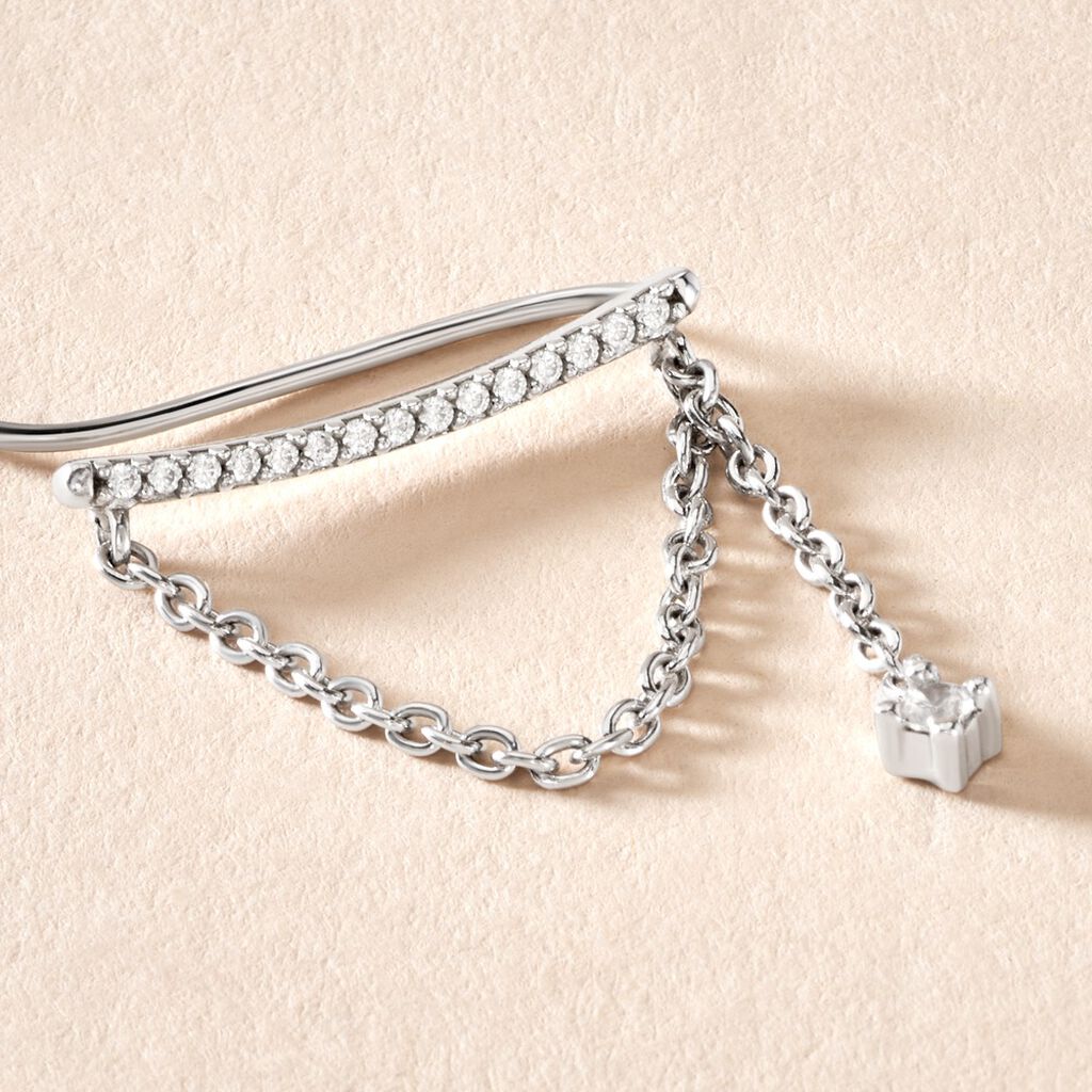 Bijou D'oreille Unitaire Joselyn Argent Blanc Oxyde De Zirconium - Boucles d'oreilles fantaisie Femme | Histoire d’Or