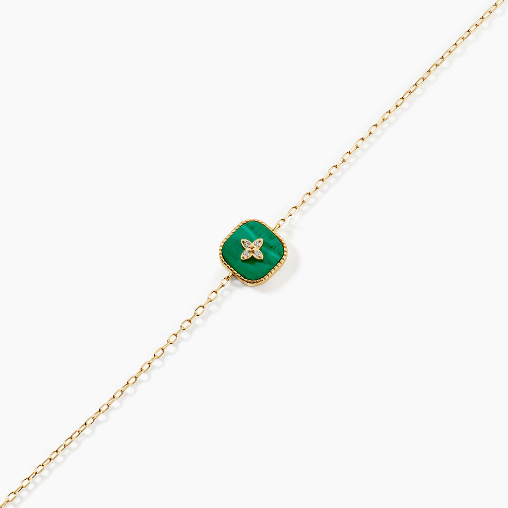Bracelet Lucky Gems Or Jaune Malachite Oxyde De Zirconium - Bracelets Femme | Histoire d&rsquo;Or