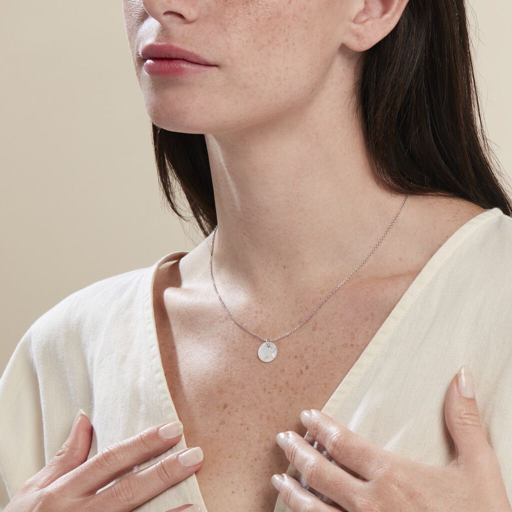 Collier Argent Blanc Pierine Nacre - Ras de cou Femme | Histoire d’Or