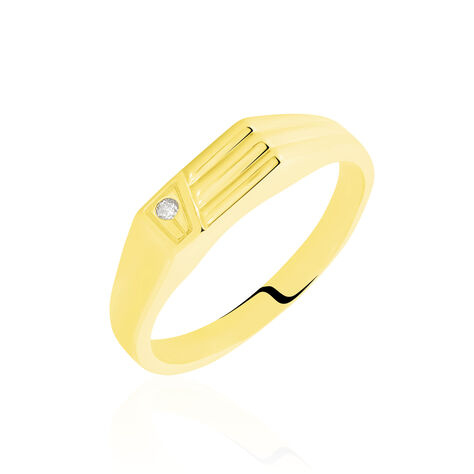 Chevaliere Or Jaune rectangle Diamant - Chevalières Famille | Histoire d’Or