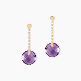 Boucles D'oreilles Pendantes Ludmille Or Jaune Amethyste - Boucles d'oreilles pendantes Femme | Histoire d’Or