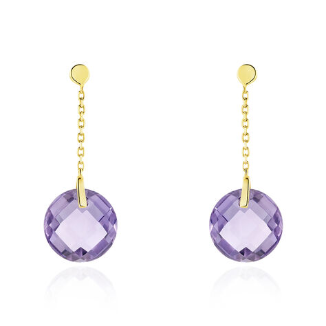 Boucles D'oreilles Pendantes Ludmille Or Jaune Amethyste - Boucles d'oreilles pendantes Femme | Histoire d’Or