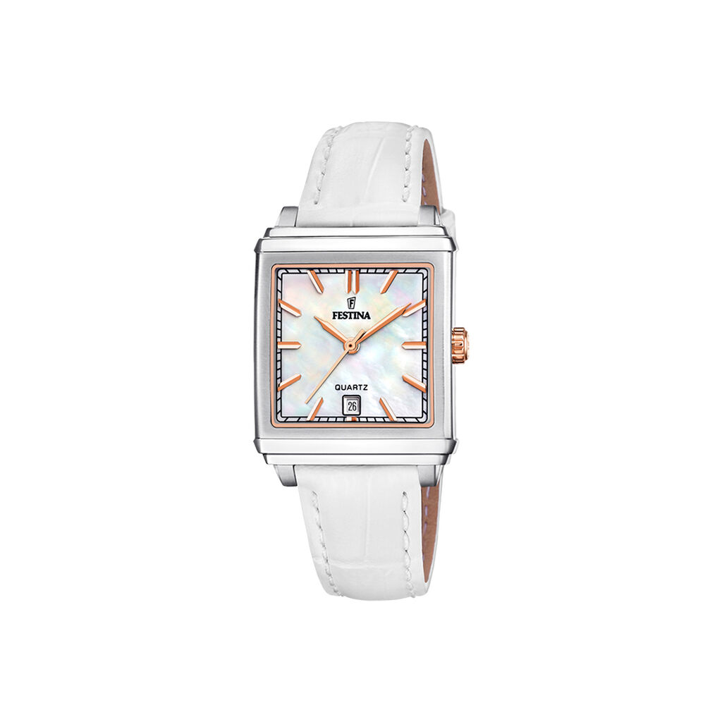 Montre Festina On The Square Nacre Blanche - F&ecirc;te des m&egrave;res Femme | Histoire d&rsquo;Or
