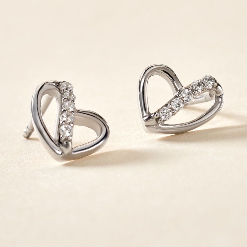 Boucles D'oreilles Puces Arika Argent Blanc Oxyde De Zirconium - Boucles d'oreilles fantaisie Femme | Histoire d&rsquo;Or