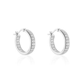 Créoles Argent Blanc Menelas Oxydes De Zirconium - Boucles d'oreilles créoles Femme | Histoire d’Or