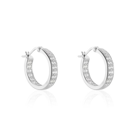Créoles Argent Blanc Menelas Oxydes De Zirconium - Boucles d'oreilles créoles Femme | Histoire d’Or
