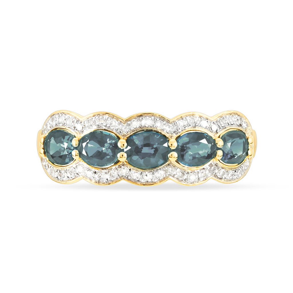 Bague Margaux Or Jaune Aigue Marine Et Diamant - Bagues avec pierre Femme | Histoire d’Or