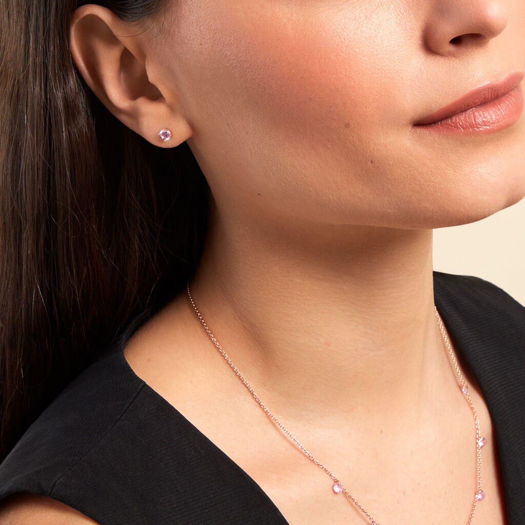 Boucles D'oreilles Puces Rio Argent Rose Oxyde - Boucles d'oreilles fantaisie Femme | Histoire d’Or