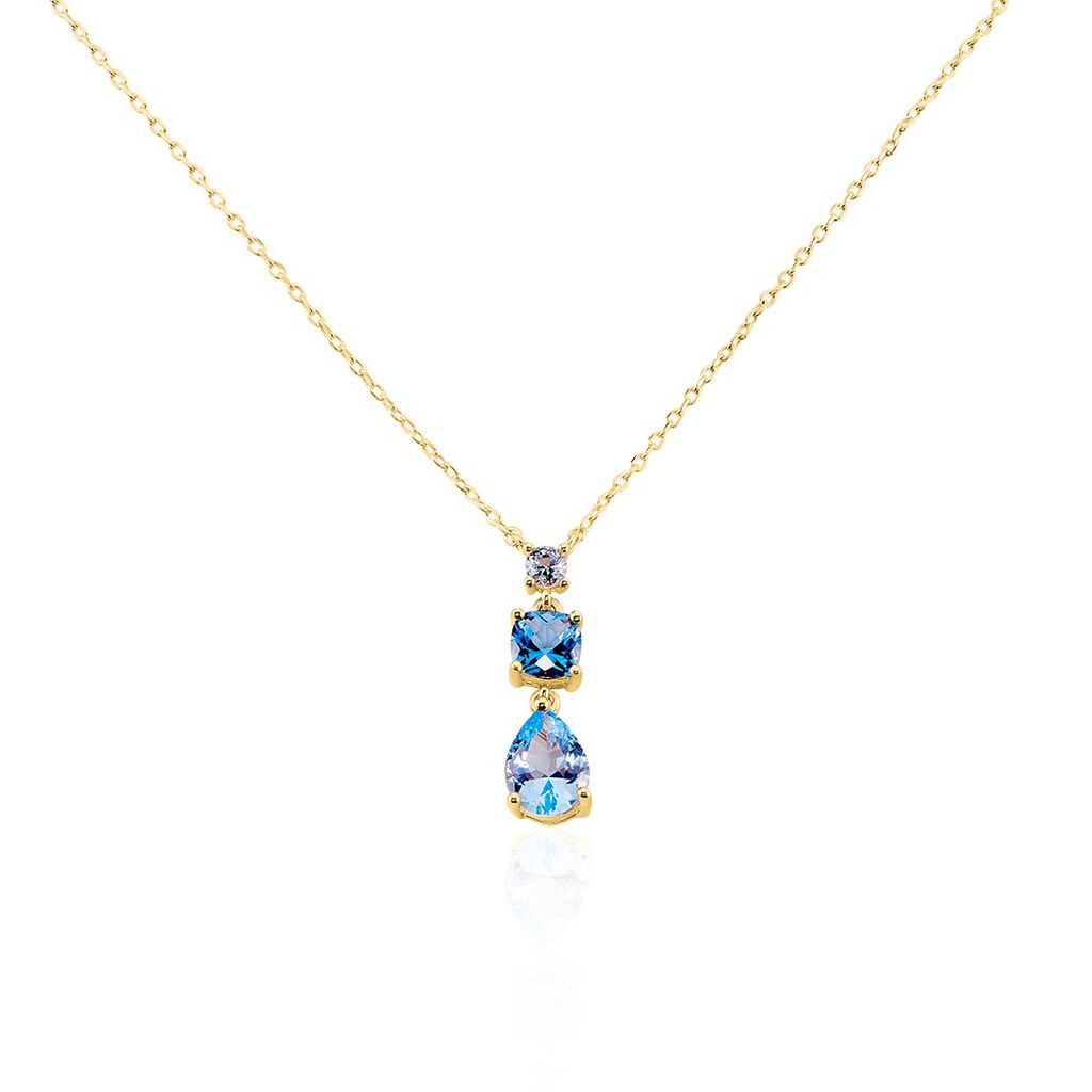 Collier Huffie Plaqu&eacute; Or Jaune Pierre D'imitation - Colliers Femme | Histoire d&rsquo;Or