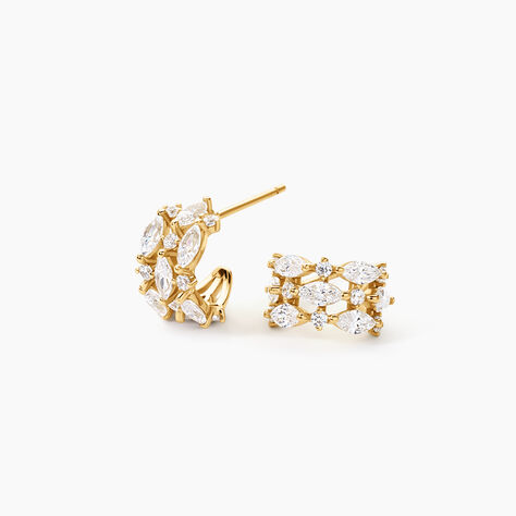Cr&eacute;oles Mo&iuml;sa Argent Dor&eacute; A L'Or 750/1000 Oxyde De Zirconium - Boucles d'oreilles cr&eacute;oles Femme | Histoire d&rsquo;Or