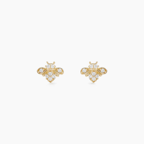 Boucles D'oreilles Puces Bettye Or Jaune Oxyde De Zirconium - Clous d'oreilles Enfant | Histoire d&rsquo;Or
