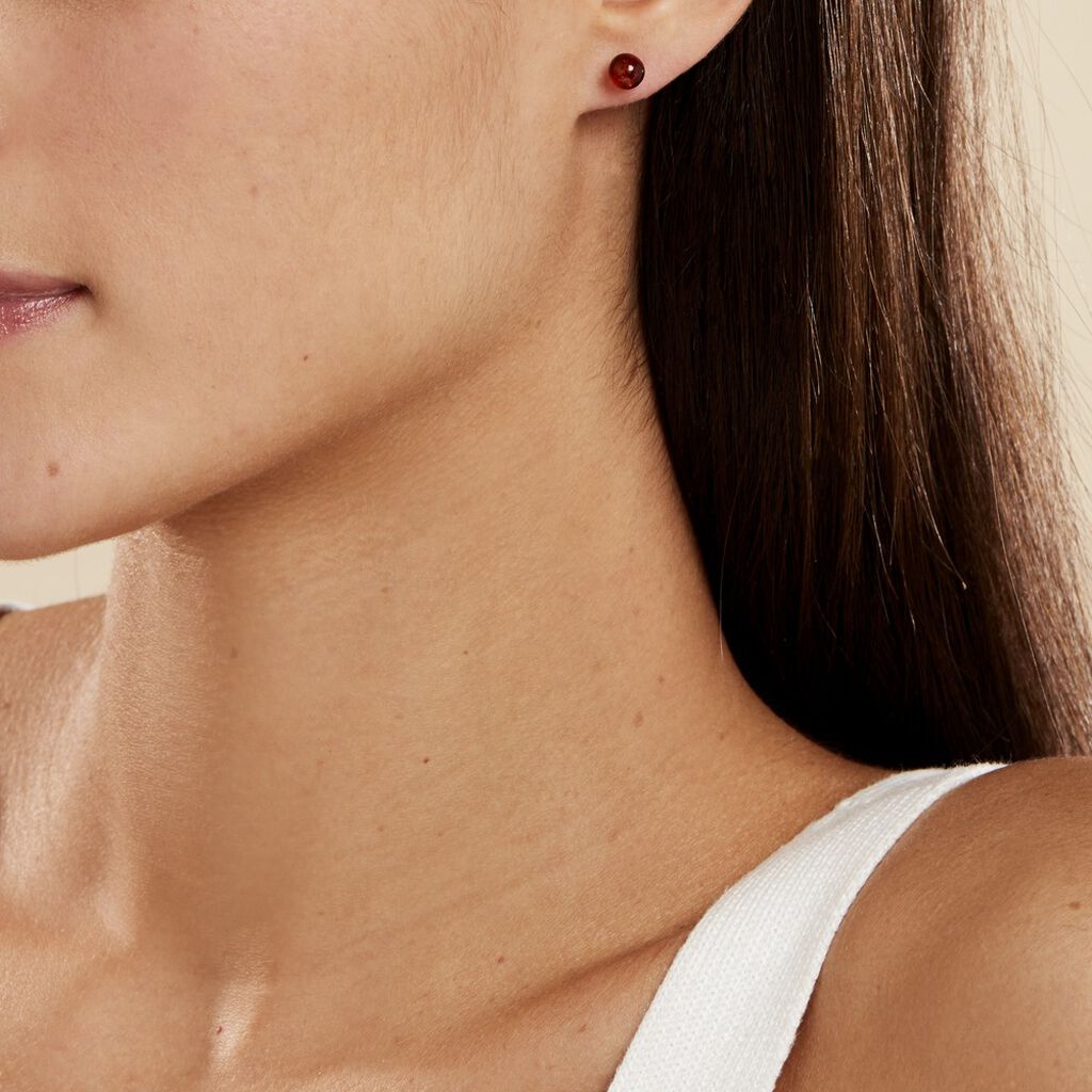 Boucles D'oreilles Puces Brunhild Argent Blanc Ambre - Boucles d'oreilles fantaisie Femme | Histoire d’Or